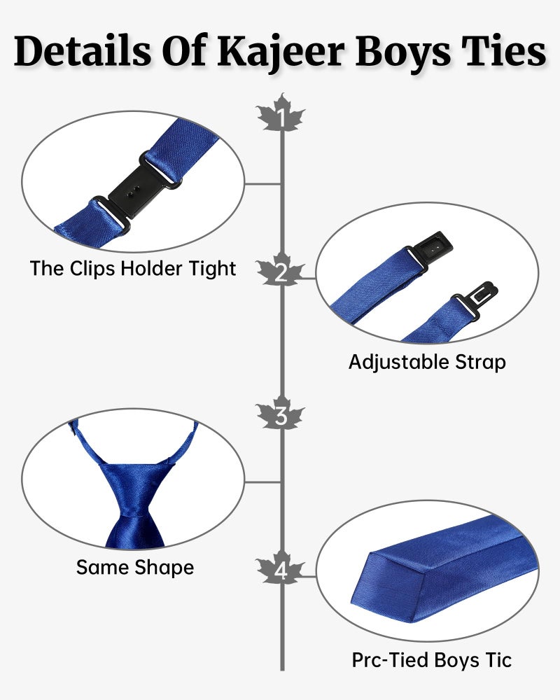 Kajeer Ties for Kids Boys Necktie Adjustable - Woven Little Boys Pre-tied for Kids Formal Wedding Graduation School Uniforms (Blue, M (age 5 years - 12) - Image 2